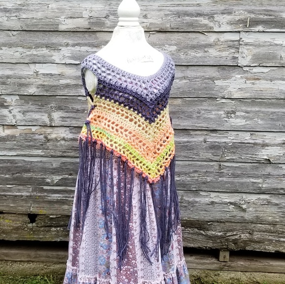 Pastel Boho Fringe Crochet Festival Top - Picture 2 of 8